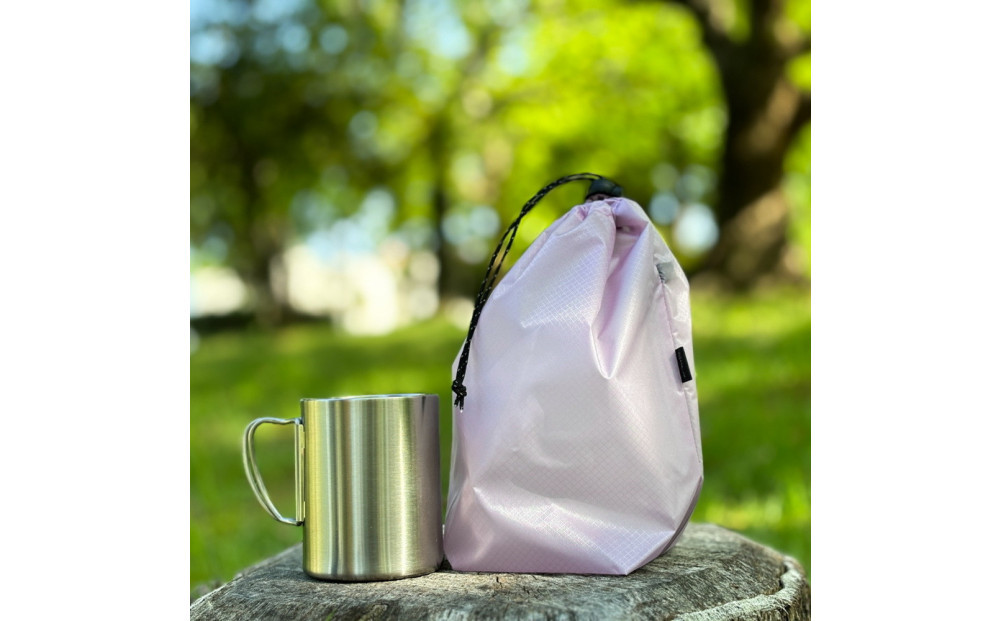 【S 1.5L・ラベンダー】　キャンプで大活躍！トイレットペーパーホルダー 小さめナイロン巾着袋 シンプル巾着