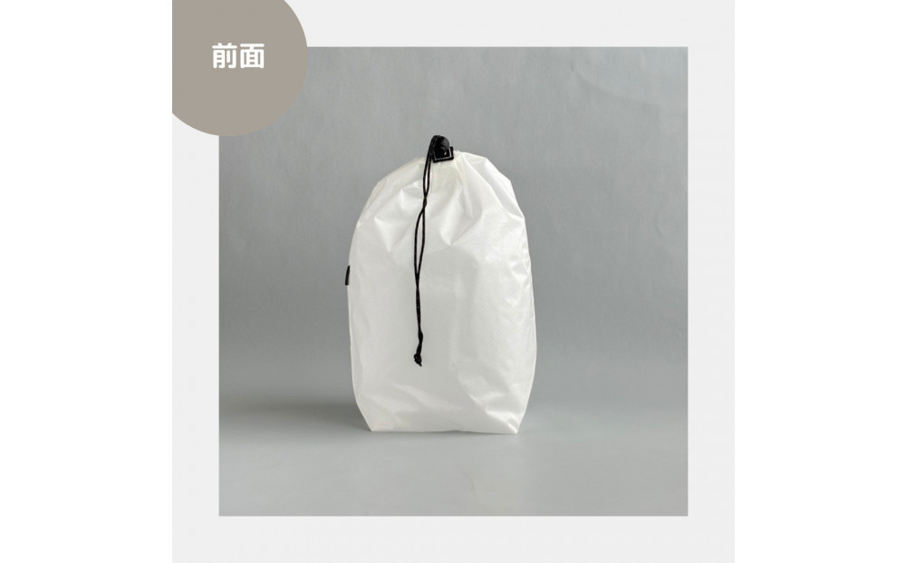 【M・3L・白】　大きめナイロン巾着袋　スタッフバッグ　スタッフサック　バッグインバッグ　着替え袋