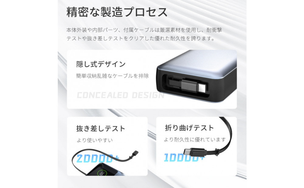 モバイルバッテリー 15000mAh 57.75Wh 大容量 軽量 コンパクト 防災電源 3台同時充電 巻き取り式Type-Cケーブル内蔵 iPhone17充電 急速充電 PD対応 最大35W出力 残電量表示 iPhone16充電 パワーバンク ポータブル 機内持ち込み 停電 送料無料【PL保険加入済み製品・安心】