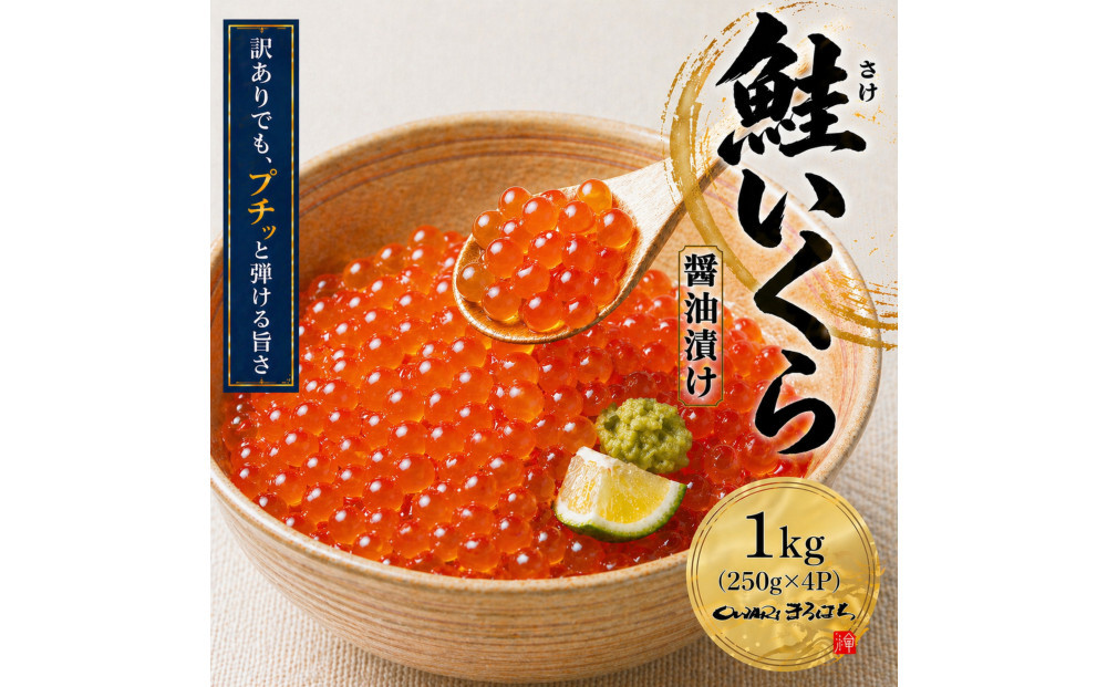 訳あり いくら醤油漬け 鮭卵 冷凍 1kg (250gx４P) 尾張まるはち