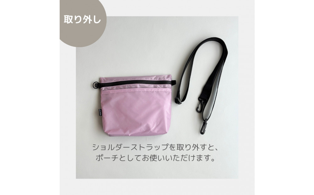 【ラベンダー】雨の日にも！ポケット付き軽量ナイロンショルダーバッグ　サコッシュ　撥水ポシェット
