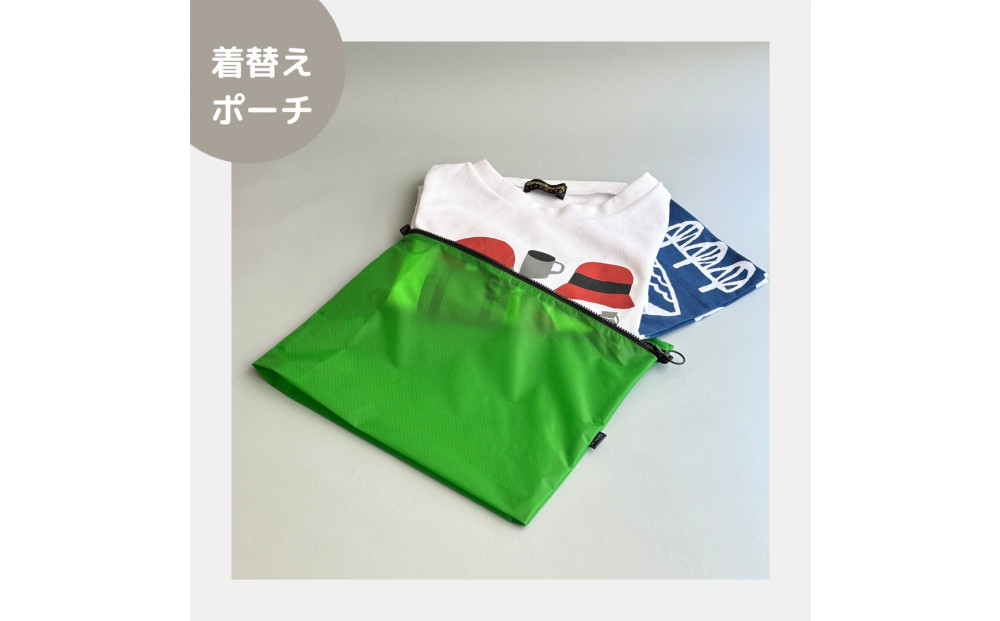 【緑】B5が入る軽いナイロンフラットポーチ　旅行用　着替え　大容量　横長　バッグインポーチ