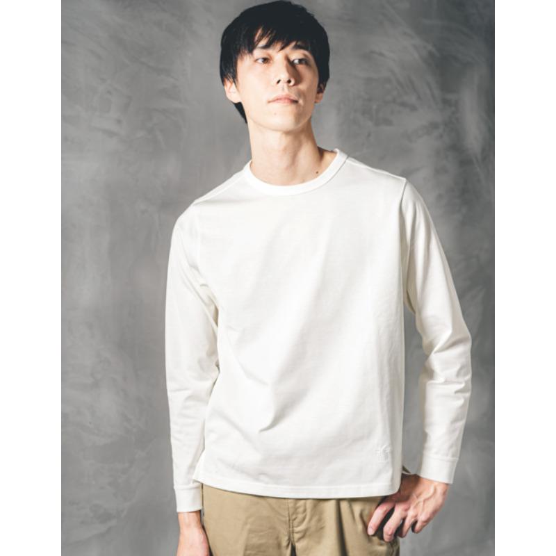 ◆サイズ:L◆[切り替えデザイン付き] カリフォルニアコットン メンズTシャツ レギュラーフィット 長袖|クルーネック