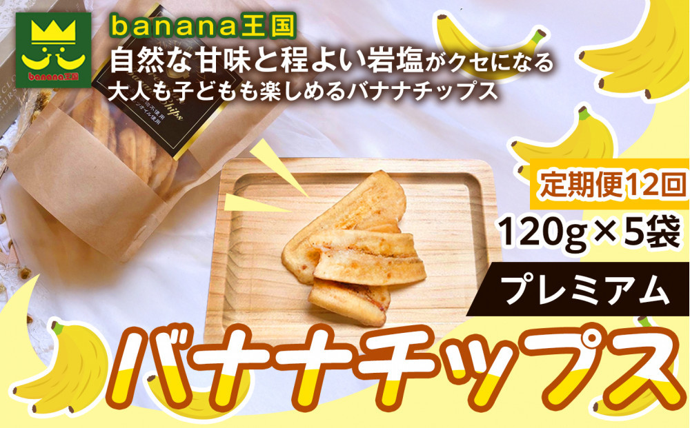 【定期便12ヶ月】【軽やかな食感の贅沢おやつ】プレミアムバナナチップス 120g 5袋 ｜ドライフルーツ おやつ スナック お菓子 軽食 スイーツ サクサク おつまみ ギフト プレゼント お配り 家庭用 子供 女性向け おしゃれ お取り寄せ 愛知県 名古屋市
