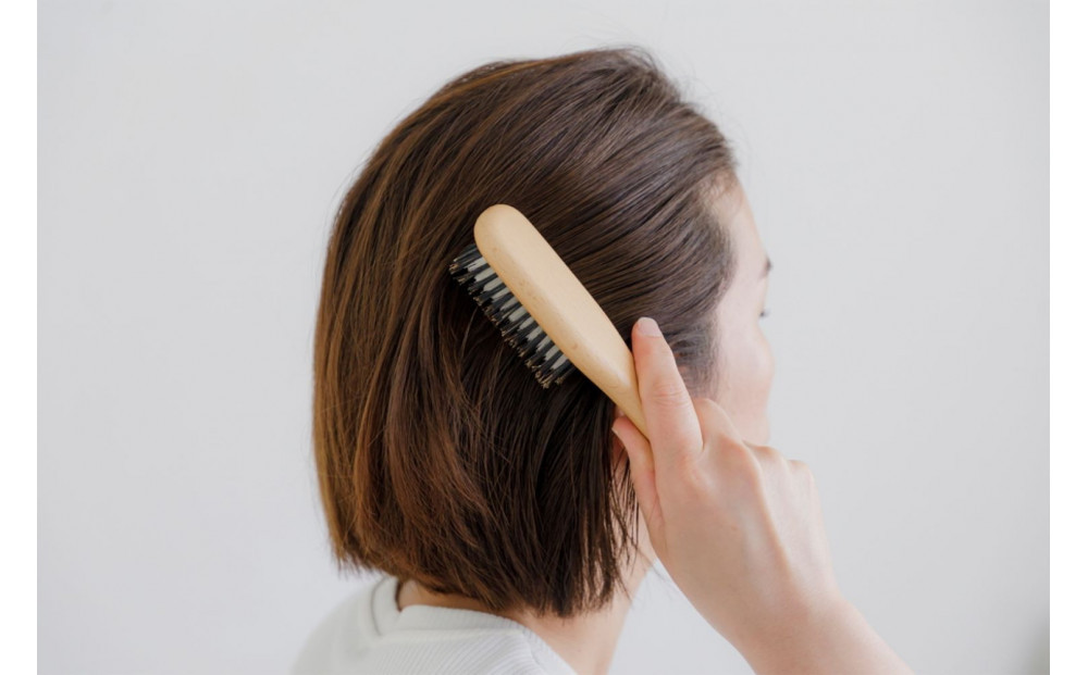 【セット】絹の艶髪　ボリュームアップシルクブラシ＋つげのくし（ねこ）　携帯袋付き