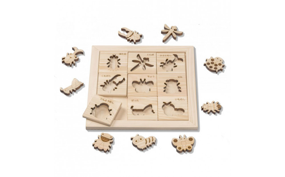 ＭＯＣＣＯ　ヒノキの昆虫パズル　木製玩具 木のおもちゃ 対象年齢３歳から
