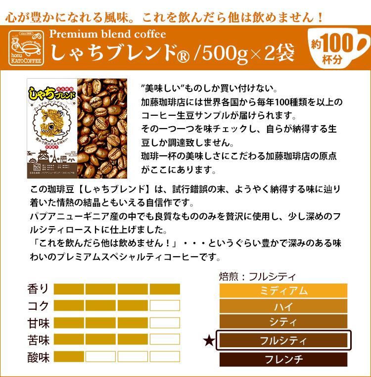 しゃちブレンド2種飲み比べセット　粉（中挽き）　2kg（500ｇ×4袋）