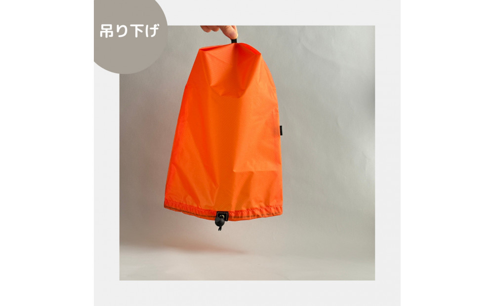 【L・5L・オレンジ】 大きめナイロン巾着袋　スタッフバッグ　スタッフサック　バッグインバッグ　着替え袋