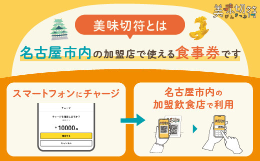 【ふるさと納税】お食事券 電子マネー 愛知 名古屋市内の飲食店100店舗以上で使えるお食事券 モーニング・ランチ・ディナー 「美味切符」10,000 円分