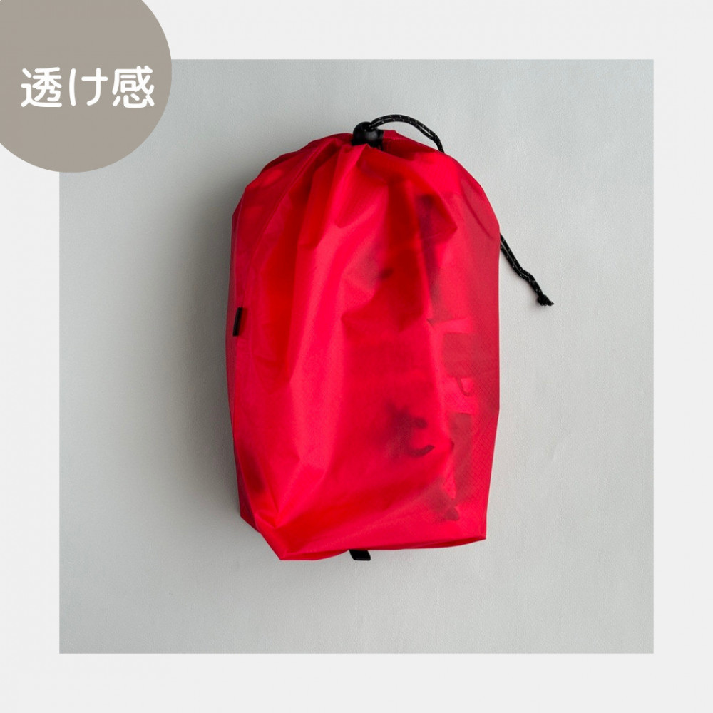 【M・3L・赤】　大きめナイロン巾着袋　スタッフバッグ　スタッフサック　バッグインバッグ　着替え袋