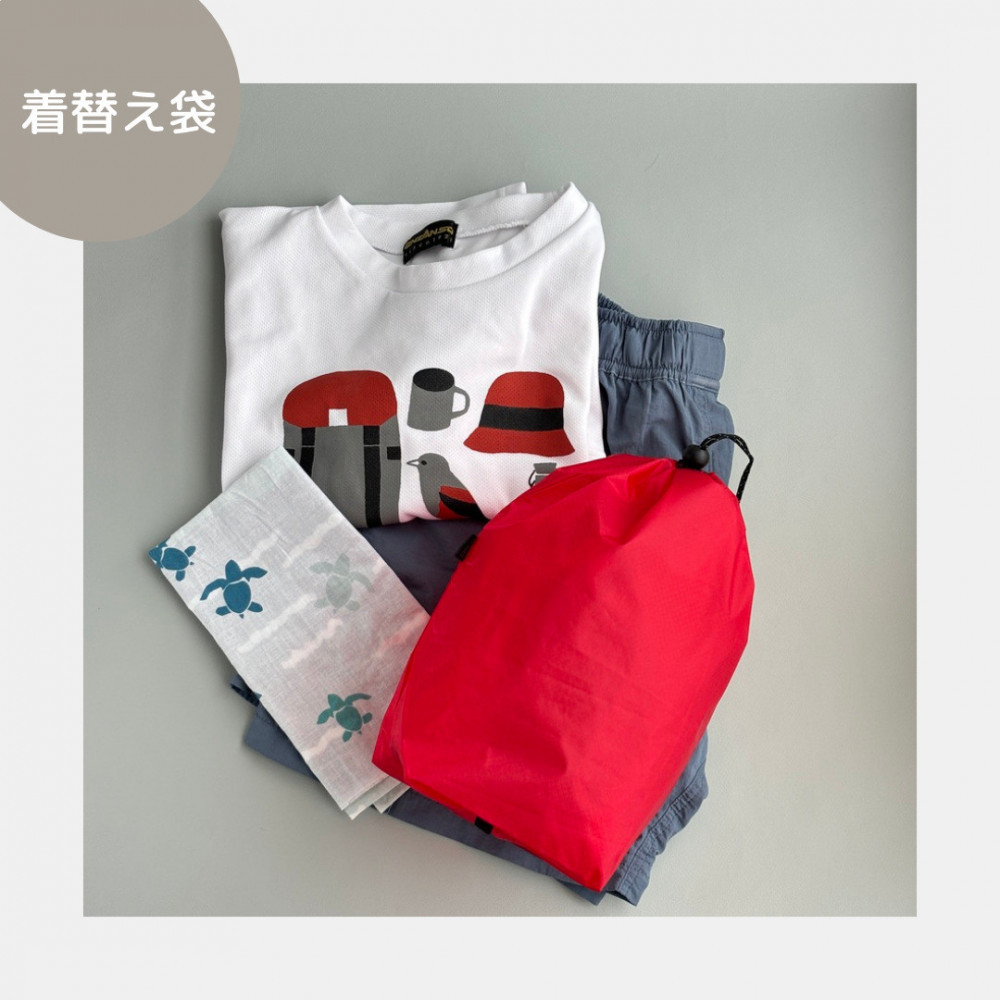 【M・3L・赤】　大きめナイロン巾着袋　スタッフバッグ　スタッフサック　バッグインバッグ　着替え袋