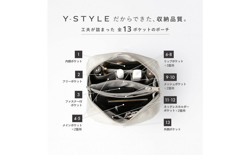 Y-STYLE 魔法の収納ポーチ Mサイズ【オーシャンネイビー】