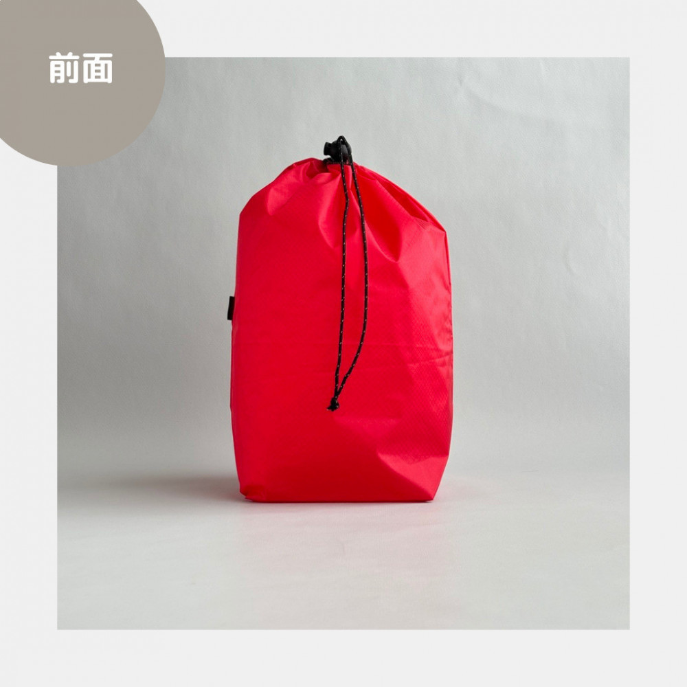 【M・3L・赤】　大きめナイロン巾着袋　スタッフバッグ　スタッフサック　バッグインバッグ　着替え袋