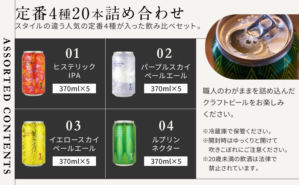 ãæ¯ã®æ¥ãY.MARKET BREWINGå®çª4çš®20æ¬è©°ãåãããã£ããé£²ã¿æ¯ã¹ã»ãã