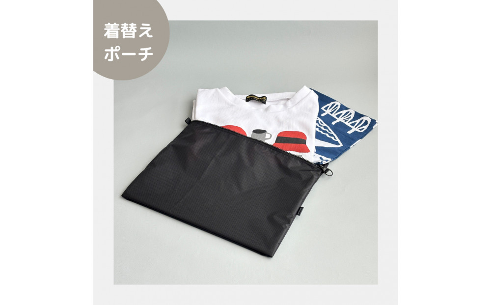 【黒】B5が入る軽いナイロンフラットポーチ　旅行用　着替え　大容量　横長　バッグインポーチ