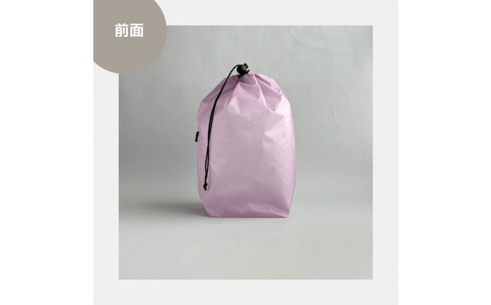 【M・3L・ラベンダー】　大きめナイロン巾着袋　スタッフバッグ　スタッフサック　バッグインバッグ　着替え袋