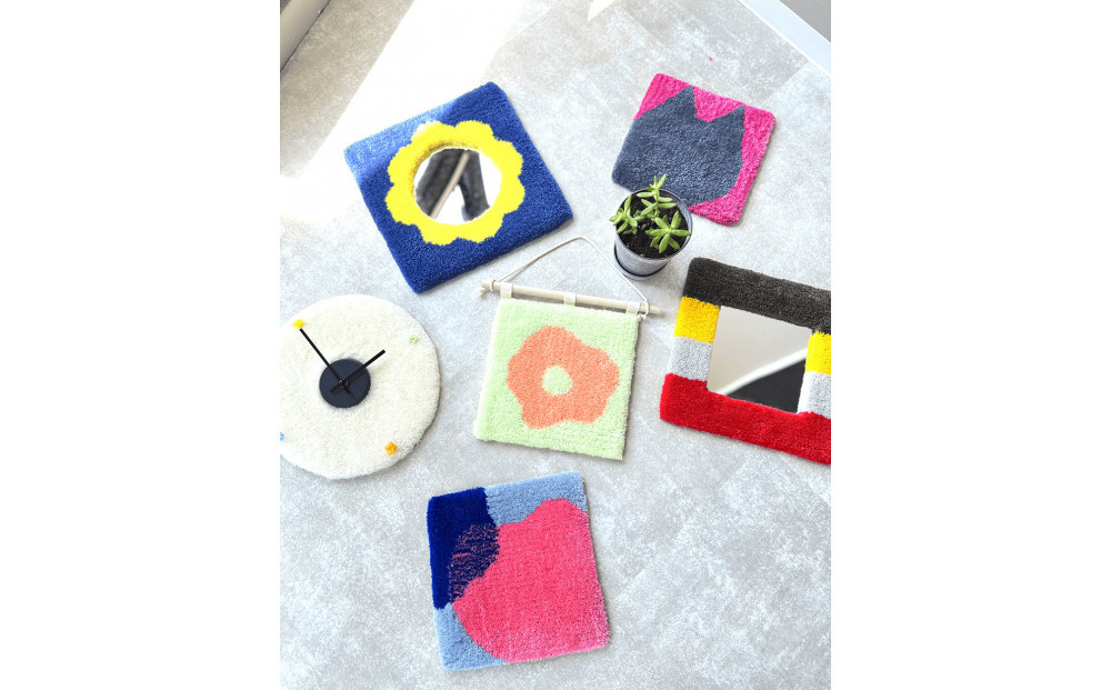 【オーダーメイド】タフティングでつくる世界に1つのオリジナルラグ小物　写真からデザインすることもできます！縦３０ｃｍ×横３０ｃｍ以下の作品