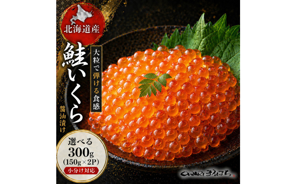 いくら 醤油漬け 300g (150g×2P) 北海道 鮭卵 訳あり 化粧箱入 冷凍 尾張まるはち
