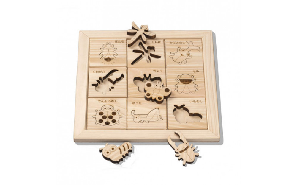 ＭＯＣＣＯ　ヒノキの昆虫パズル　木製玩具 木のおもちゃ 対象年齢３歳から