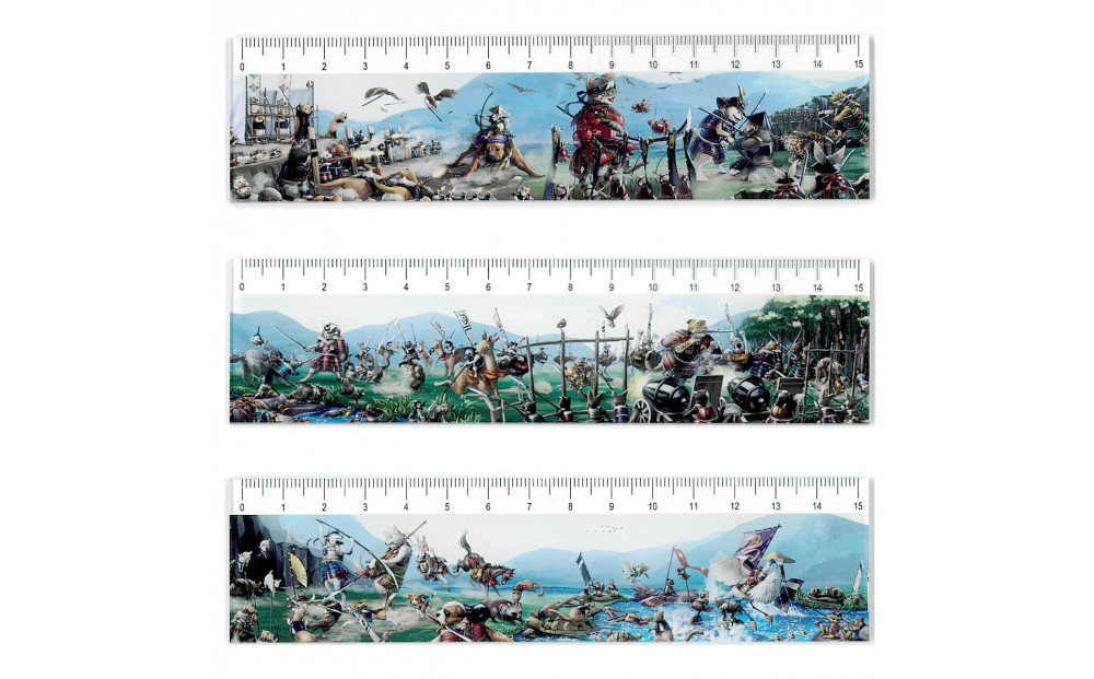 オリジナル【動物合戦絵巻アクリル定規】３本セット／名古屋刀剣博物館