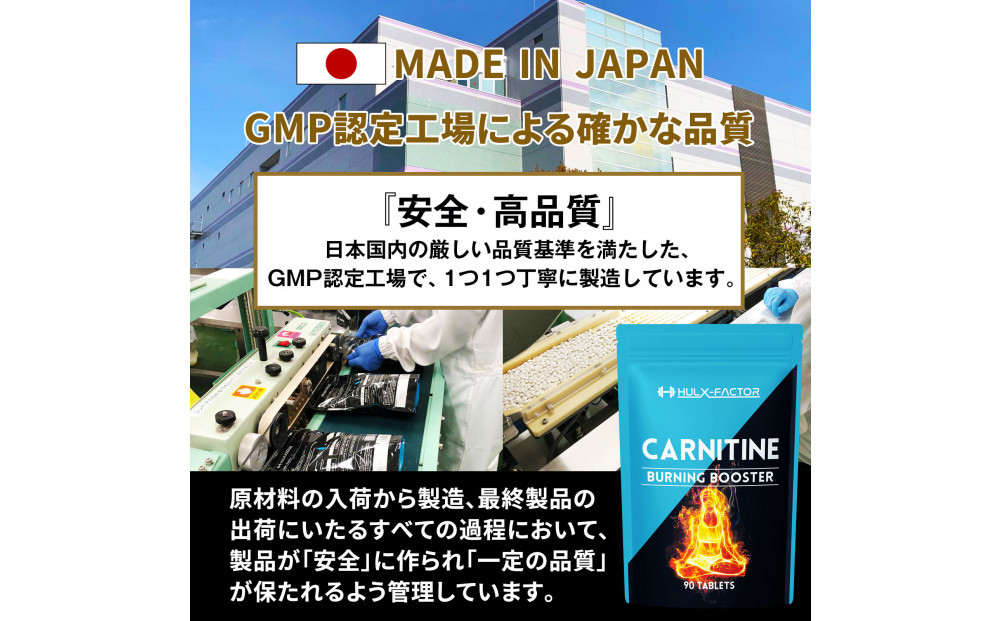 ハルクファクター カルニチン 18000mg サプリ 90粒 HMB BCAA マルチビタミン 24成分 L-カルニチン ダイエット α‐リポ酸 コエンザイム10
