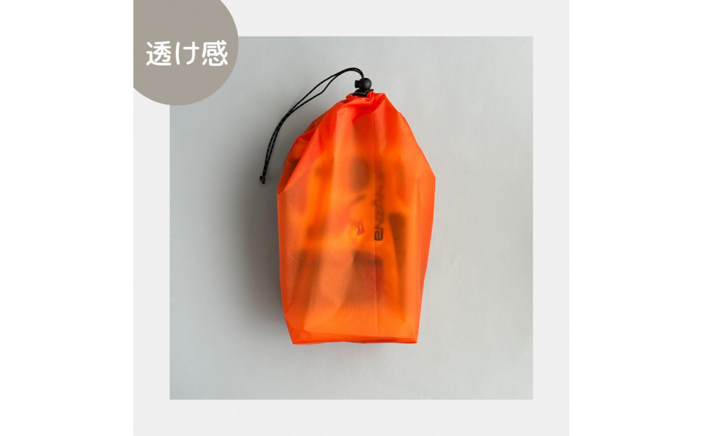 【L・5L・オレンジ】 大きめナイロン巾着袋　スタッフバッグ　スタッフサック　バッグインバッグ　着替え袋