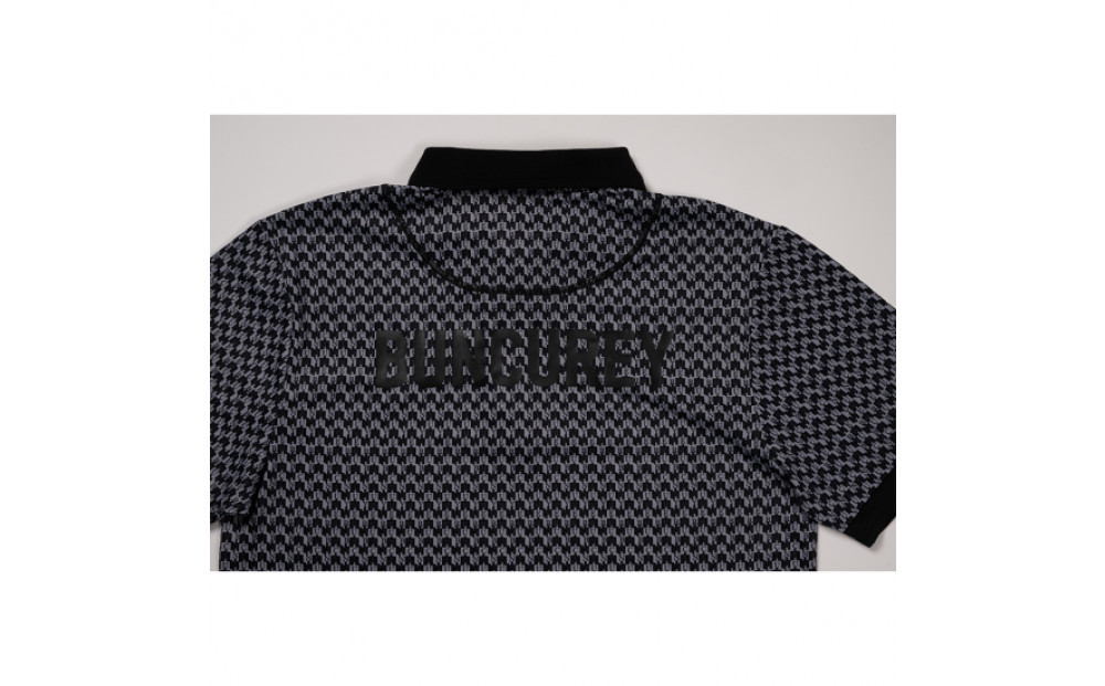 BUNCUREY　ゴルフウェア　モノグラム半袖ポロシャツ（BM23SS-01-006）ブラック／サイズ3