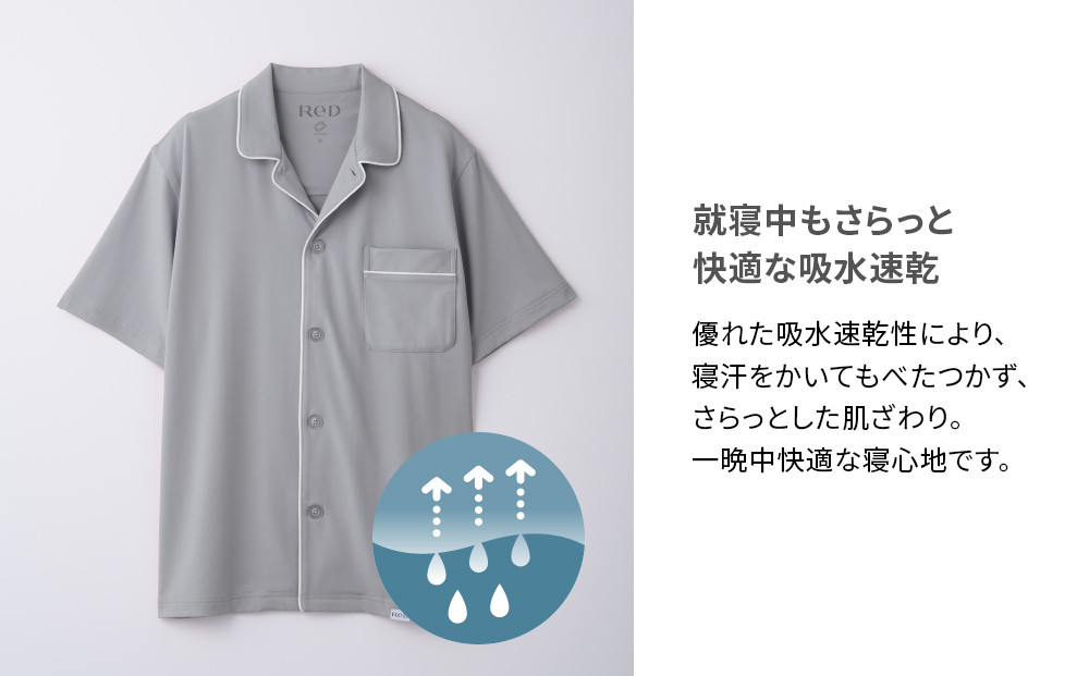 【男女兼用 Lサイズ ネイビー】ReDリカバリーウェア スリープ パジャマトップス半袖 ルームウェア 部屋着 疲労回復 血行促進 一般医療機器 バイタルテック