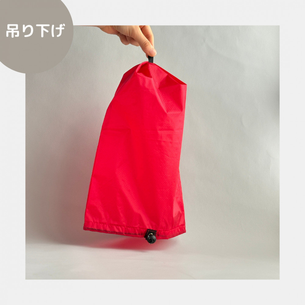 【M・3L・赤】　大きめナイロン巾着袋　スタッフバッグ　スタッフサック　バッグインバッグ　着替え袋