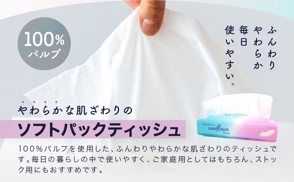 ソフトパックティッシュ　5個パック（コンパクト）×24セット(120個） フィルム包装 ティッシュペーパー 箱なし
