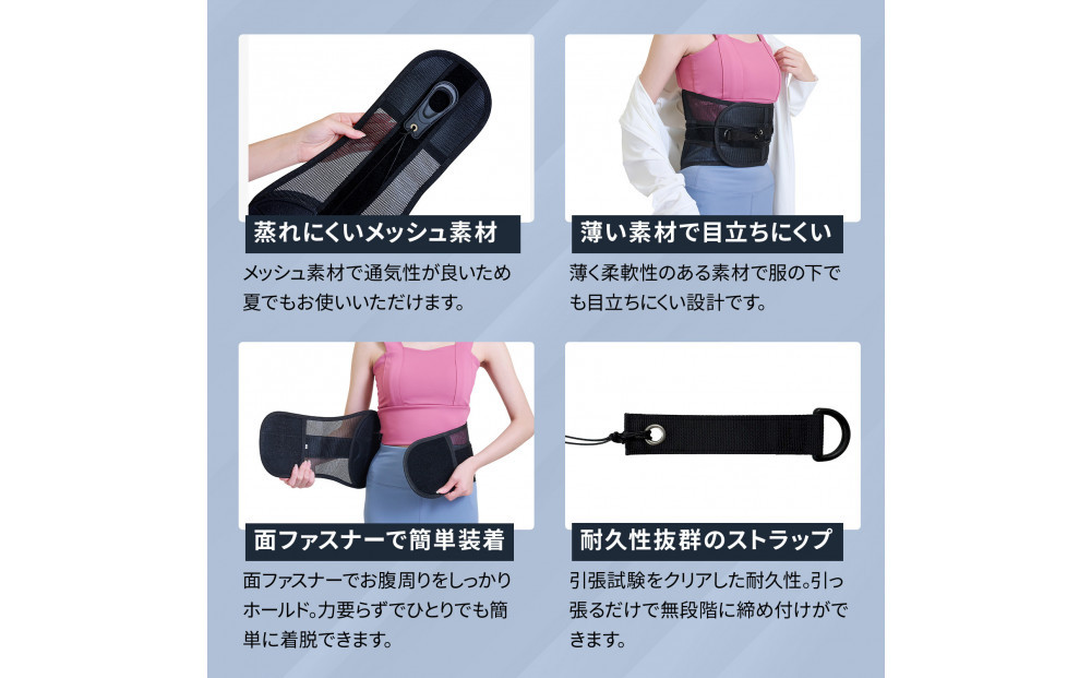 ハルクファクター 腰 サポーター ベルト XLサイズ (胴囲98～106cm) 腰痛ベルト 姿勢矯正 反り腰 猫背 薄型 軽量 腰用サポーター 骨盤矯正 コルセット ぎっくり腰 通気性 強力固定 洗濯可 男女兼用