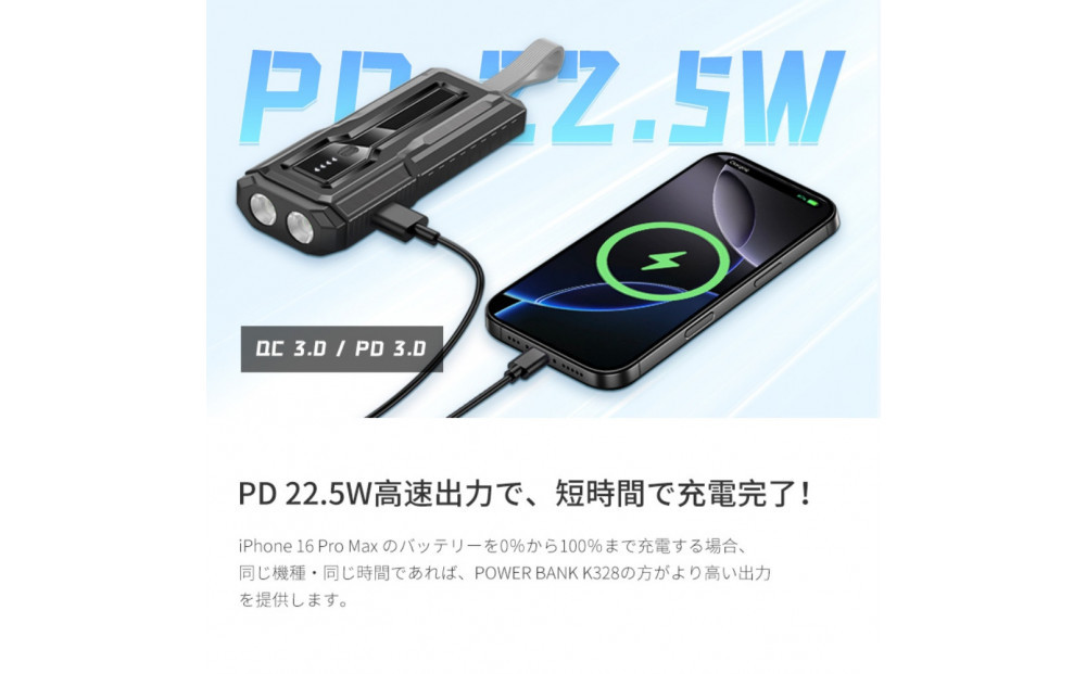 【グリーン】モバイルバッテリー 15000mAh 55.5Wh 大容量 LED ライト付き 緊急照明 2台同時充電 2in1 パワーバンク USB-C出入力ポート iPhone17/16充電 iOS/iPad/Android各機種対応 Type-Cケーブル付き PD22.5W 急速充電 小型軽量 防災グッズ 90日安心保証付【PL保険加入済み製品・安心】