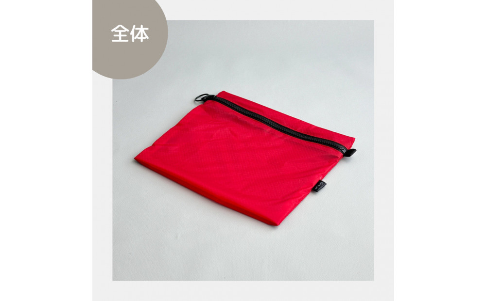 【赤】A6が入る軽量撥水ナイロンスクエアポーチ（マチあり）