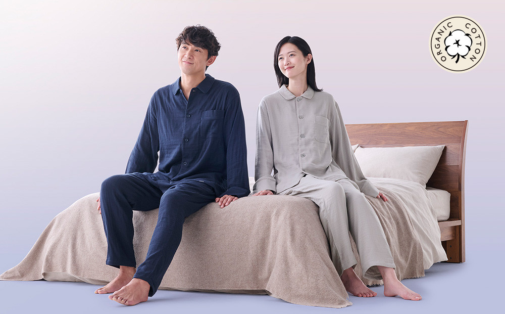 【男女兼用 LLサイズ ネイビー】ReDリカバリーウェア スリープ オーガニックコットンパジャマ上下セット 部屋着 疲労回復 血行促進 一般医療機器 バイタルテック