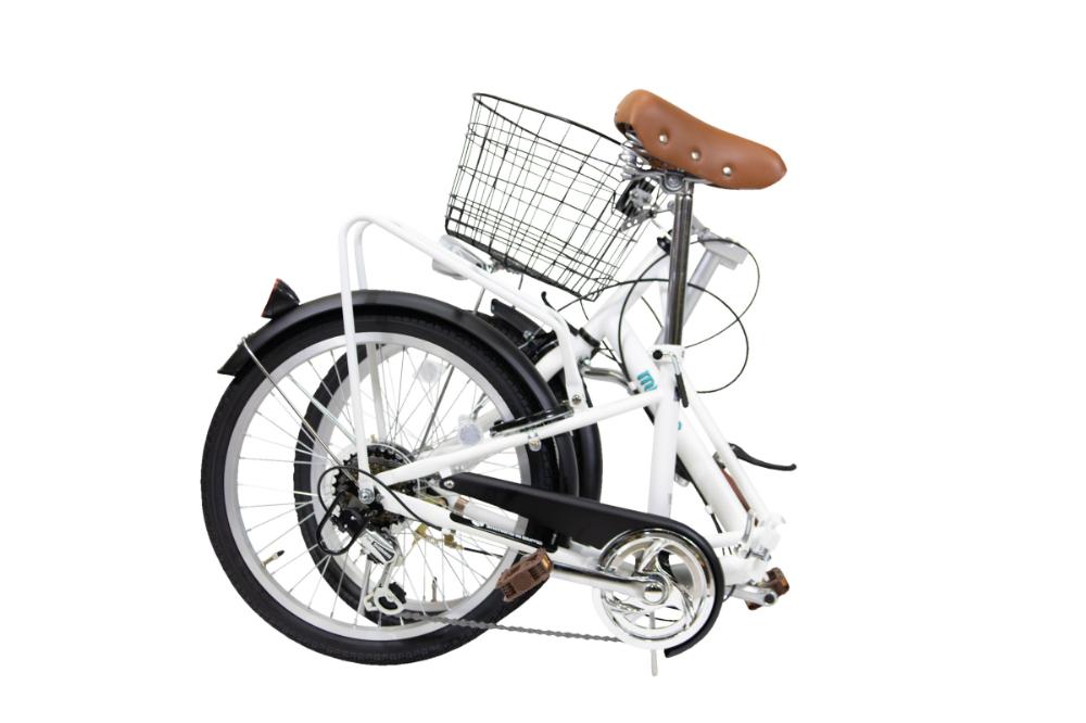 【ホワイト】防災対応・フル装備付き２０型折り畳み自転車