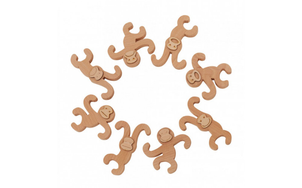 木のおもちゃ  ＭＯＣＣＯ ぶら下がりお猿だョ！全員集合 木製 知育  日本製 プレゼント お祝い 対象年齢3歳から