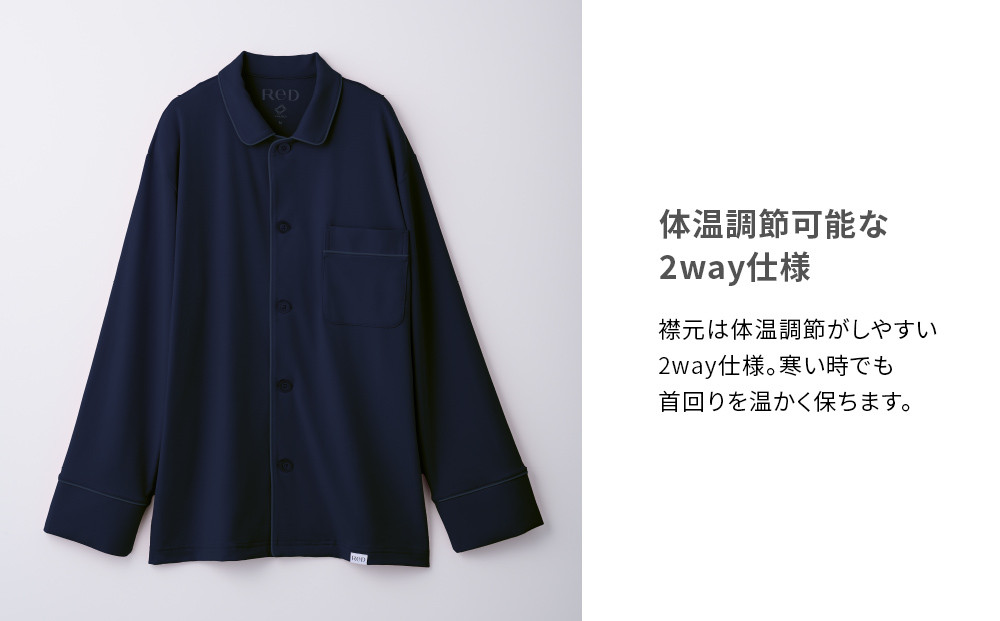 【男女兼用 Mサイズ ネイビー】ReDリカバリーウェア スリープ パジャマトップス長袖 ルームウェア 部屋着 疲労回復 血行促進 一般医療機器 バイタルテック