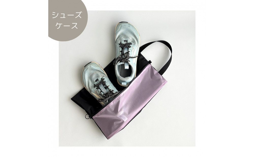 【Mサイズ・ラベンダー】軽量ナイロンシューズケース　着替えポーチ　上靴袋