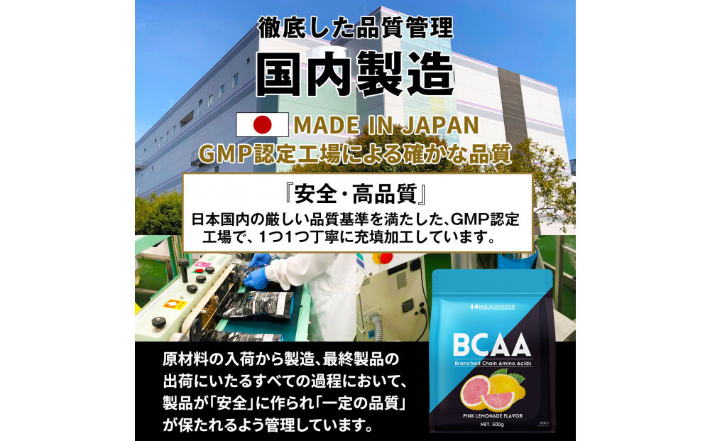 ハルクファクター BCAA 人工甘味料不使用 ピンクレモネード風味 500g クエン酸 βアラニン配合 国産 アミノ酸 粉末ドリンク サプリ パウダー