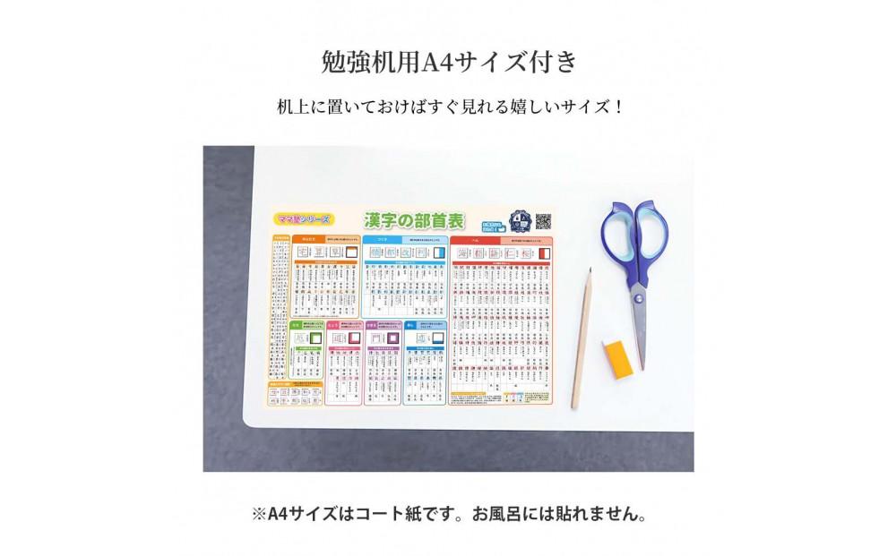 学習ポスター 部首 漢字の部首表【B3＋A4 2枚セット】お風呂にも貼れる
