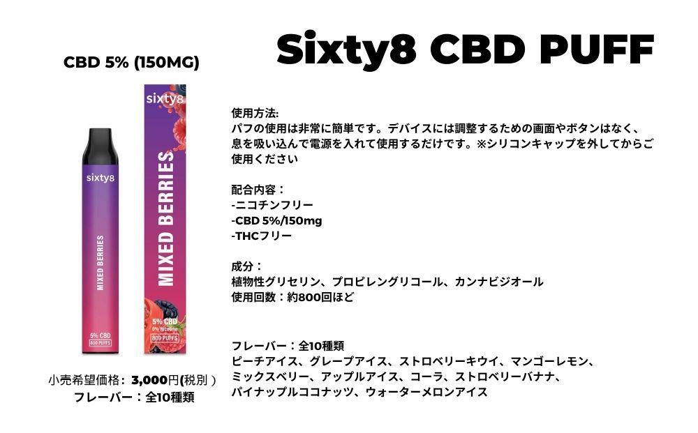 Sixty8　CBDパフ 3本 Cセット