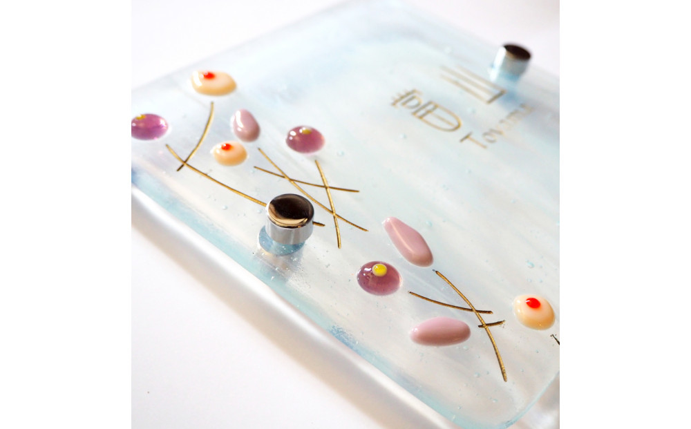 和モダンのガラス表札