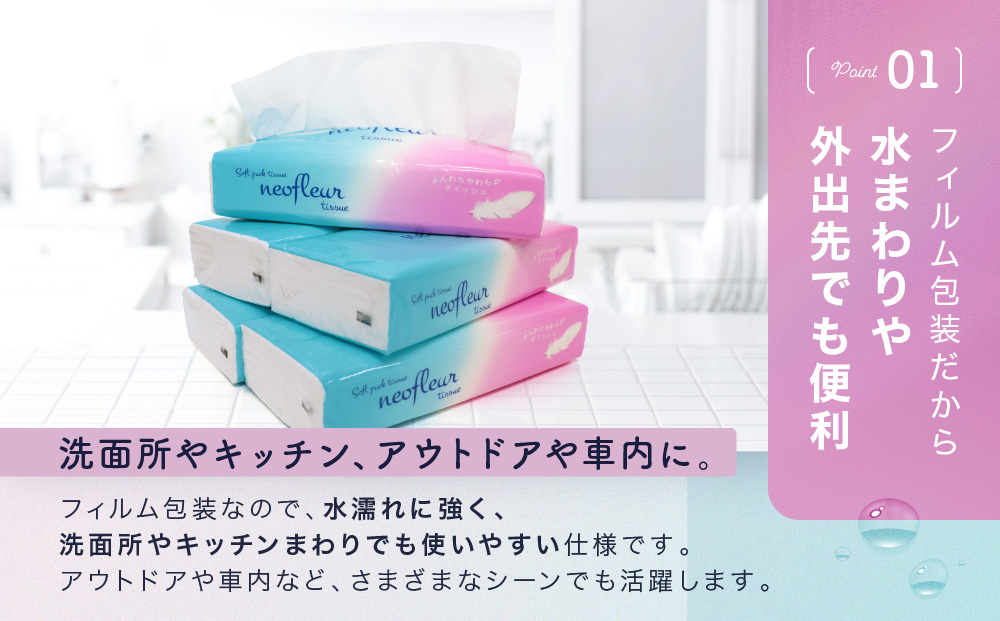 ソフトパックティッシュ　5個パック（コンパクト）×24セット(120個） フィルム包装 ティッシュペーパー 箱なし