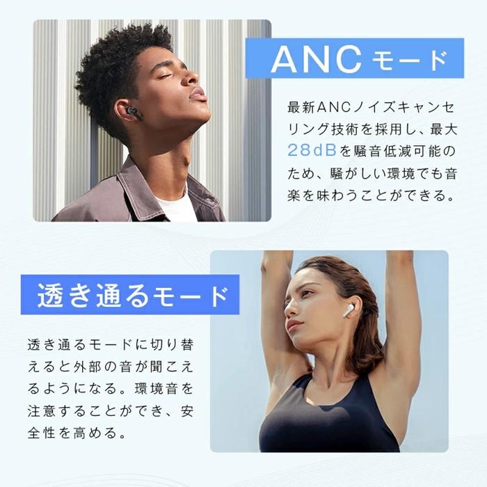 完全ワイヤレスイヤホン＜ブラック＞Bluetooth5.4 液晶搭載ケース カナル型 TWS 片耳/両耳 ENC ノイズリダクション ANC ノイズキャンセリング アンビエントサウンド マイク内蔵 クリア 高忠実度 ステレオサウンド 臨場感 ミニサイズ 超小型 快適装着 90日安心保証付き