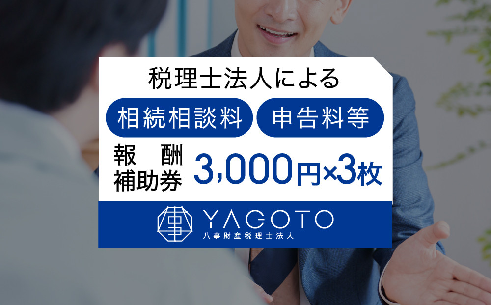 税理士法人による相続相談料・申告料等報酬補助券(3,000円×3枚)