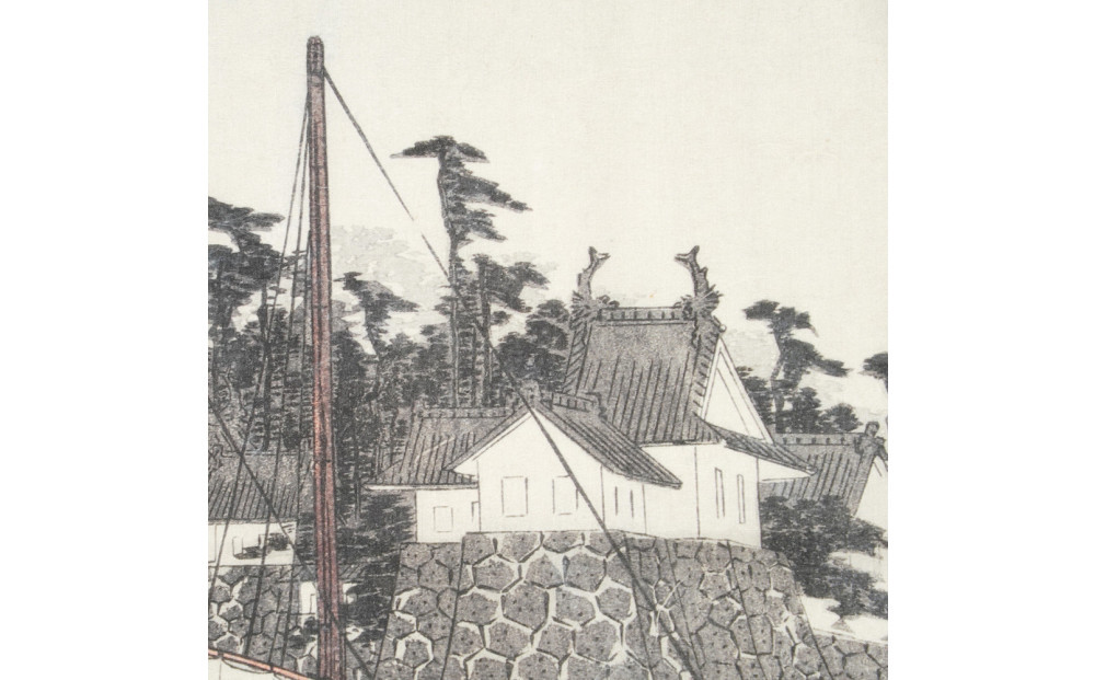 オリジナル【浮世絵ミニ風呂敷】歌川広重作「東海道五十三次之内 桑名 七里渡口」デザイン／名古屋刀剣博物館