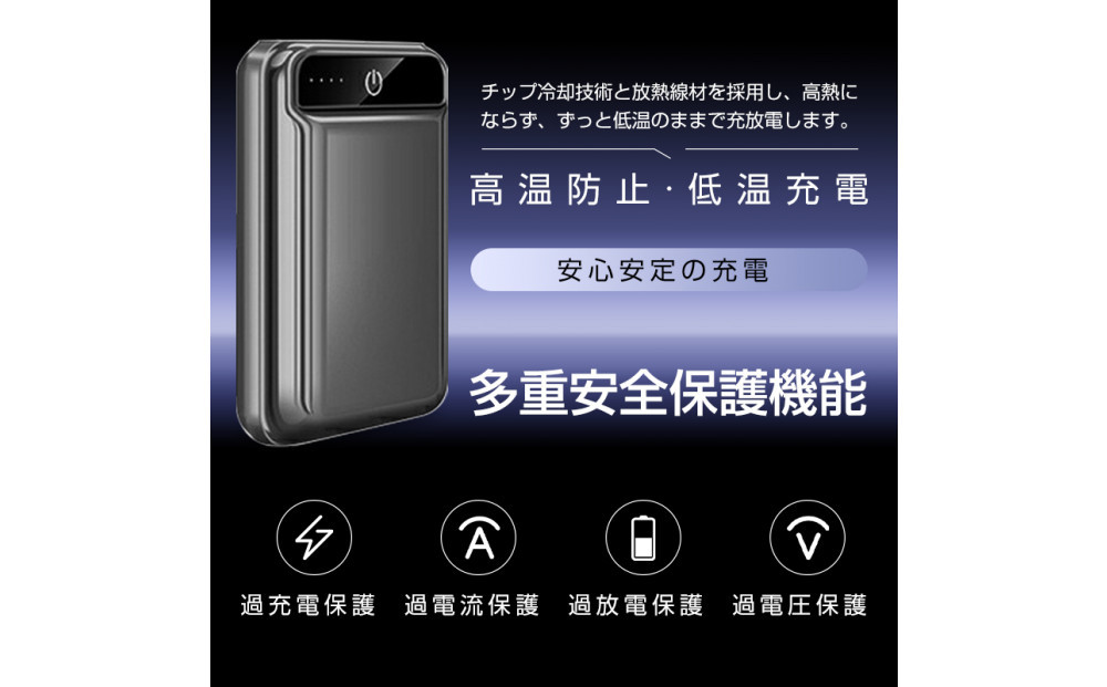 10000mAh 大容量 モバイルバッテリー ＜グレー＞ 急速充電 防災電源 2.1A スマホ充電器 小型 軽量 USB2ポート 2台同時充電可能 LED液晶画面 残量表示 携帯充電器 iphoneX 【PL保険加入済み製品・安心】