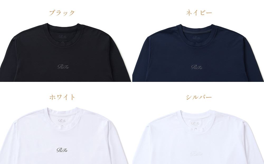 【ネイビー Sサイズ】リファ バイタルテック コンフォートジャージー クルーネックロングTシャツ