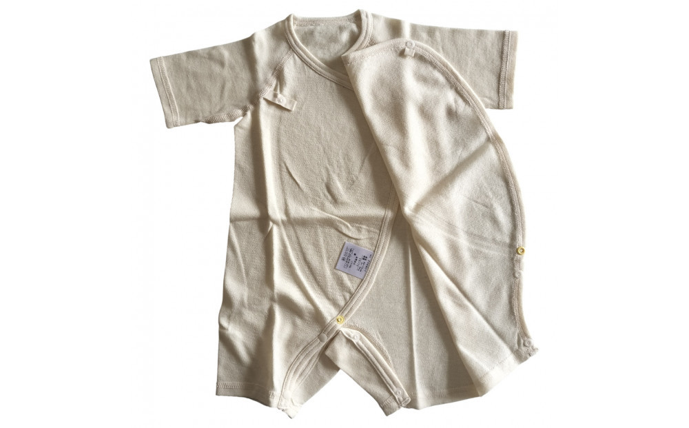 オーガニックコットンベビーウェア2点セット(無地・アイボリー)