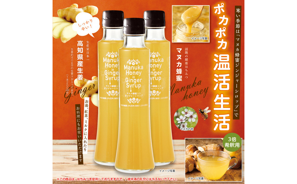 Mother’s　Marketマヌカ蜂蜜入りジンジャーシロップ　200ml×3本